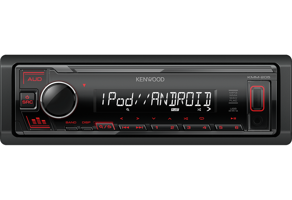 Kenwood KMM-205 - Mechless iPod/iPhone Android Direct Control Stereo USB MP3 FLAC Player