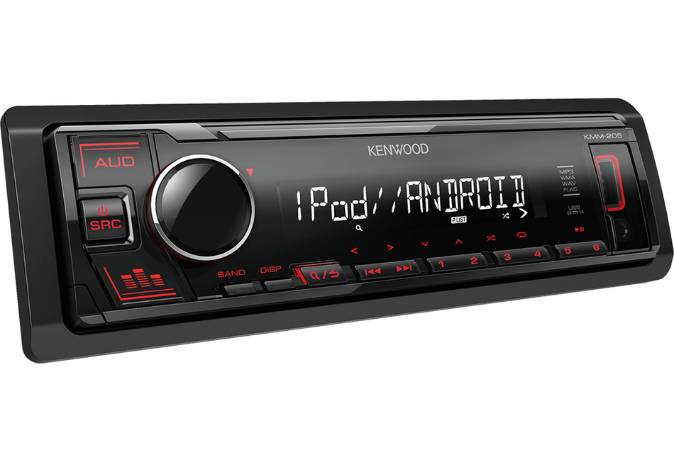 Kenwood KMM-205 - Mechless iPod/iPhone Android Direct Control Stereo USB MP3 FLAC Player