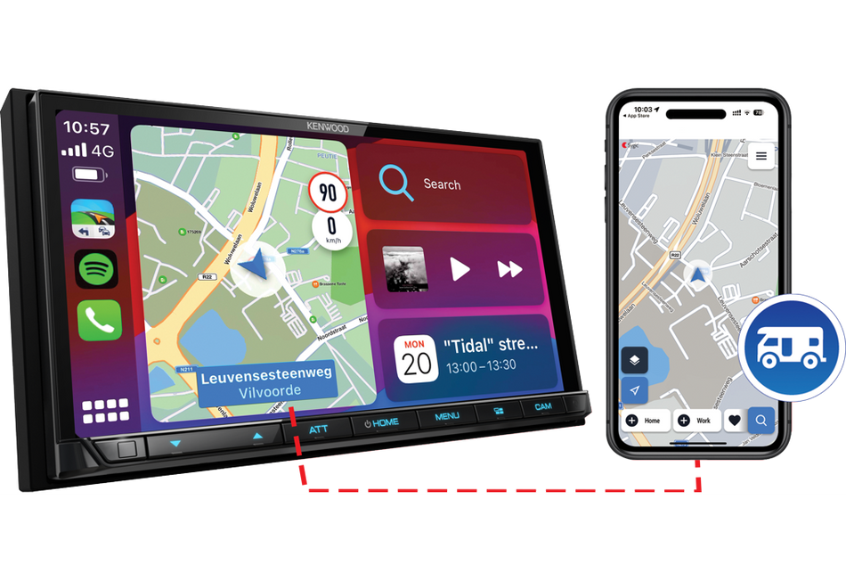 Kenwood DMX8021DABCAMPER + Sygic GPS Navigation with Caravan Routing App Subscription Camper Motorhome Wireless Android Auto & Apple CarPlay WIFI