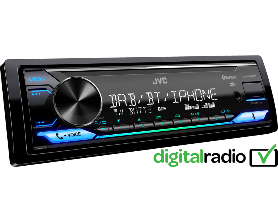 JVC KD-X482DBT Mechless Digital Media Receiver with Bluetooth Front USB/AUX DSP DAB+