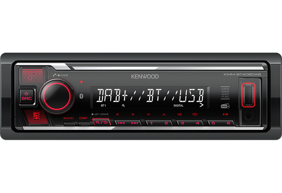 Kenwood KMM-BT408DAB - Mechless Single DIN Short Body Stereo USB MP3 DAB Player