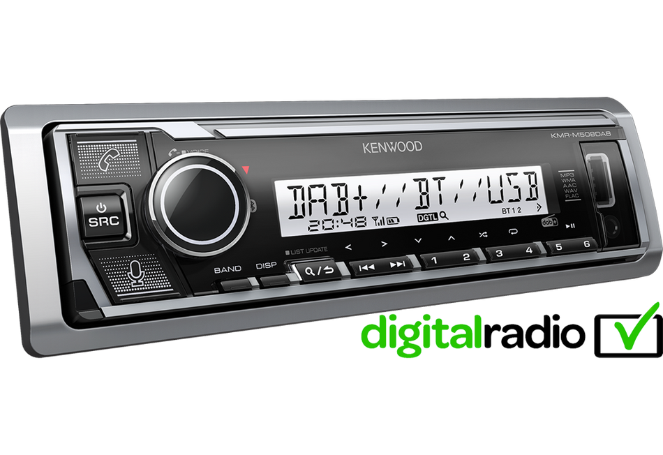 Kenwood KMR-M508DAB - Marine Digital Media Receiver Bluetooth Spotify Alexa DAB+