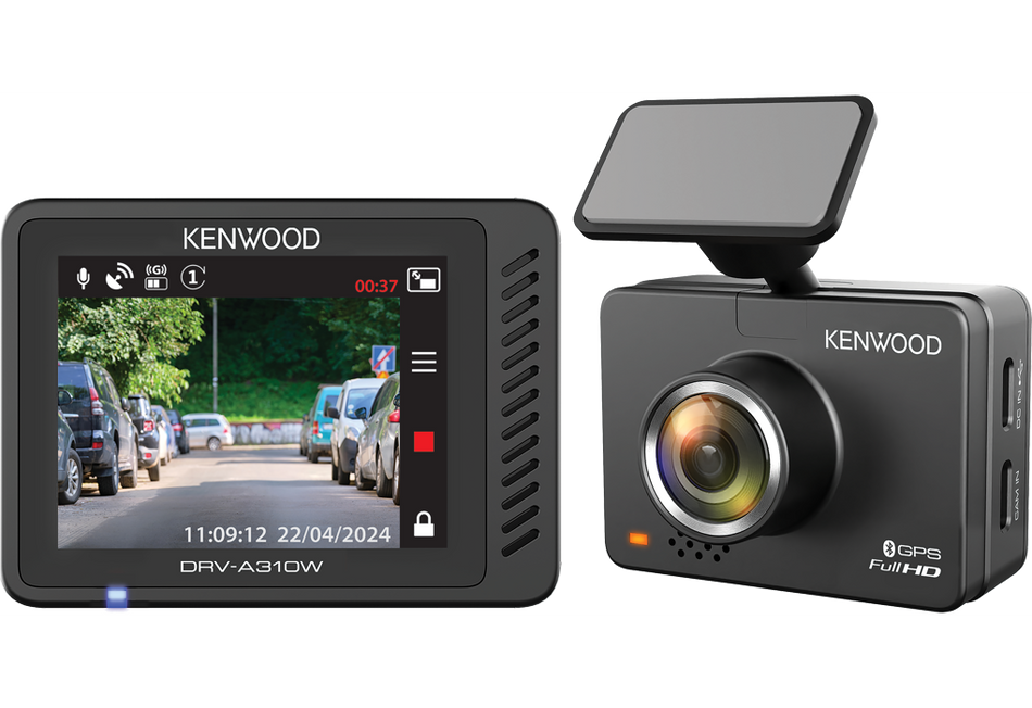 Kenwood DRV-A310W Dash Cam with 2.0" LCD Display, 20GB SD Card, Full High Definition Recording & Wireless Link