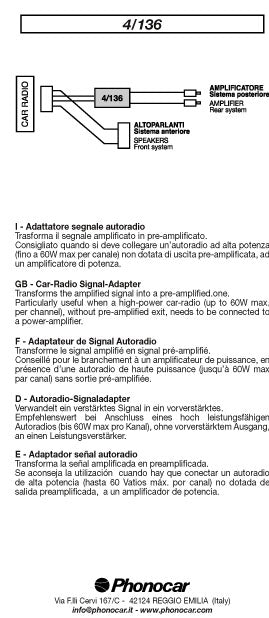 Phonocar 4/136 High Level Adaptor