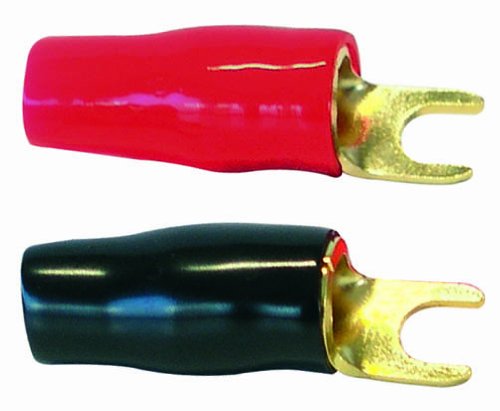 Phonocar 4/218.1 4 AWG Gauge 21mm² Black Red Gold Plated Fork Terminals (2 pcs)