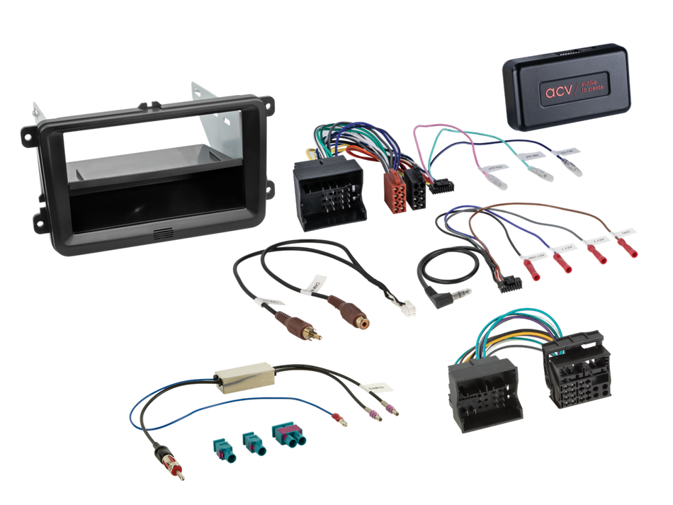 ACV 611320-30-4 Volkswagen Double Din Fitting Kit With Infodapter For Steering Controls, Visual Parking Sensors & Reverse Camera