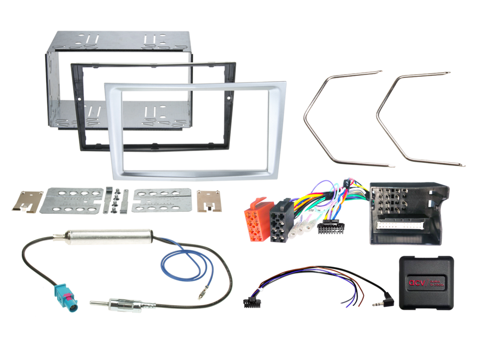 ACV 621230-24-4 Vauxhall Astra Corsa Zafira 2004> Matt Chrome Double DIN Radio Installation Kit