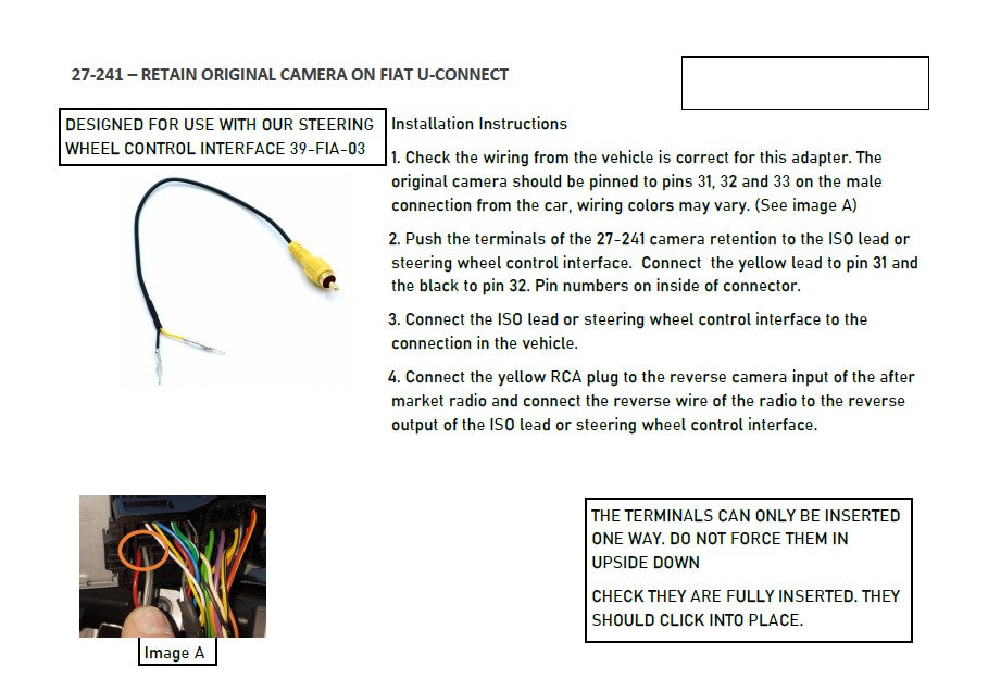 ACV 771000-2000 Rear view camera adapter OEM camera 52Pin Fiat / 32Pin Ford