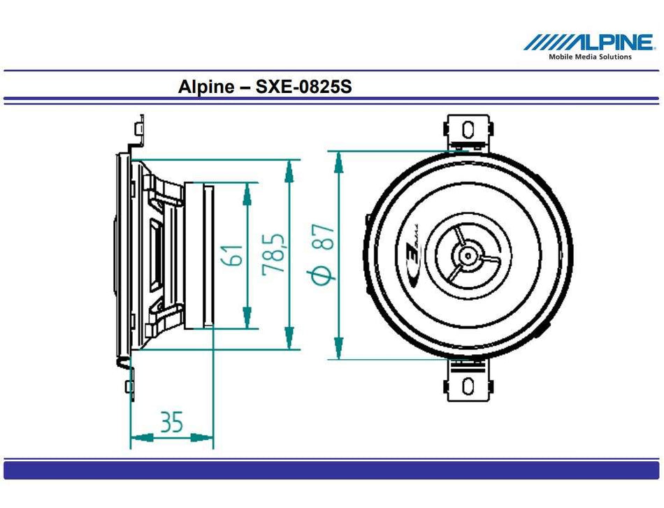 Alpine SXE-0825S - 8cm 3.5" 150W Full Range Dash Speakers