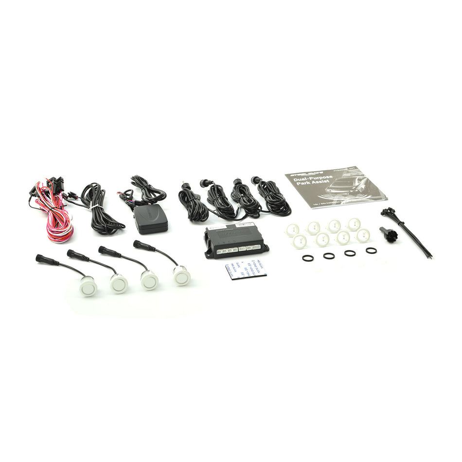 Steel Mate PTS400EX (DP) White Dual Purpose Front Or Rear Parking Sensor Kit