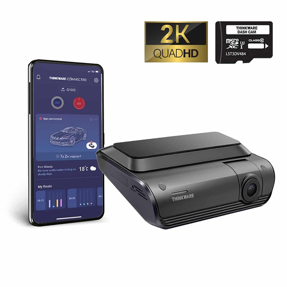 Thinkware Q1000 2K Front Only Dashcam, Bluetooth, Wifi, Super Night Vision, Parking Mode, 32GB