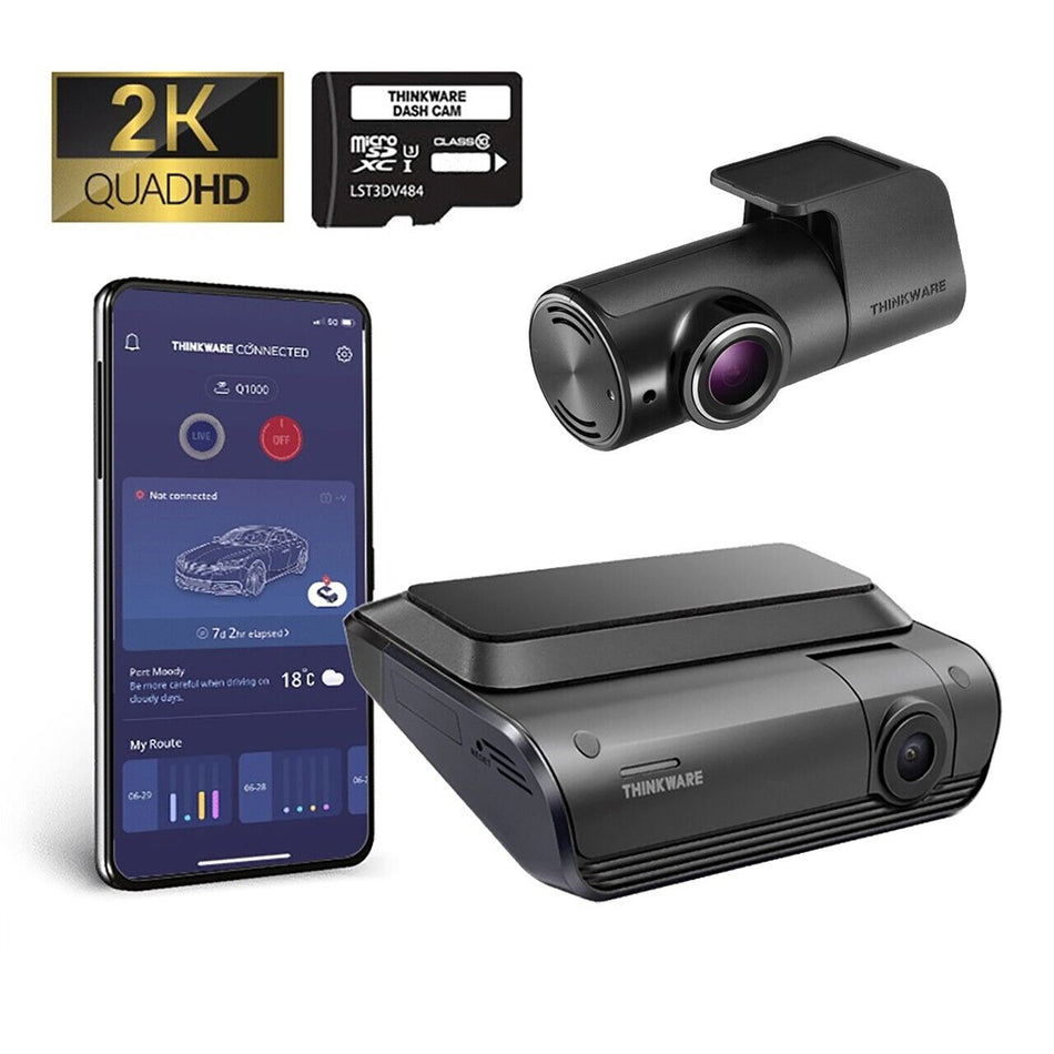 Thinkware Q1000 2K Front & Rear Dashcam, Bluetooth, Wifi, Super Night Vision, Parking Mode