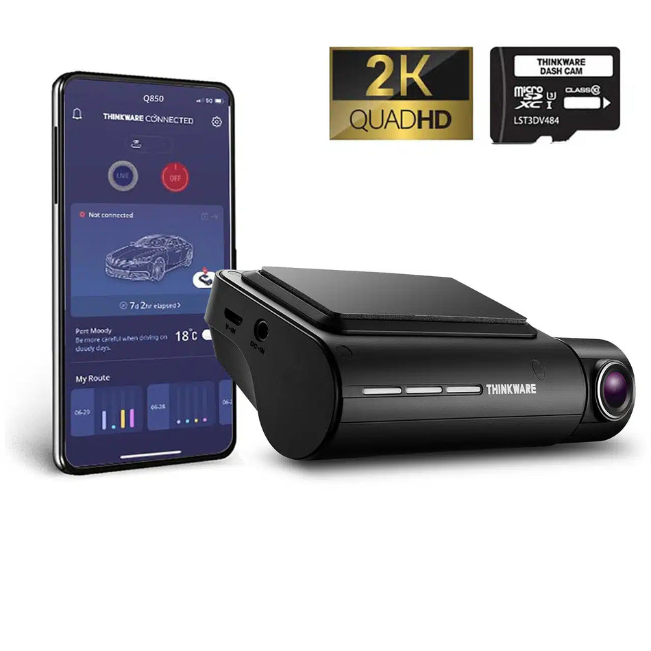 Thinkware Q850 2K Front Only Dashcam, Bluetooth, Wifi, Super Night Vision, Parking Mode, 32GB