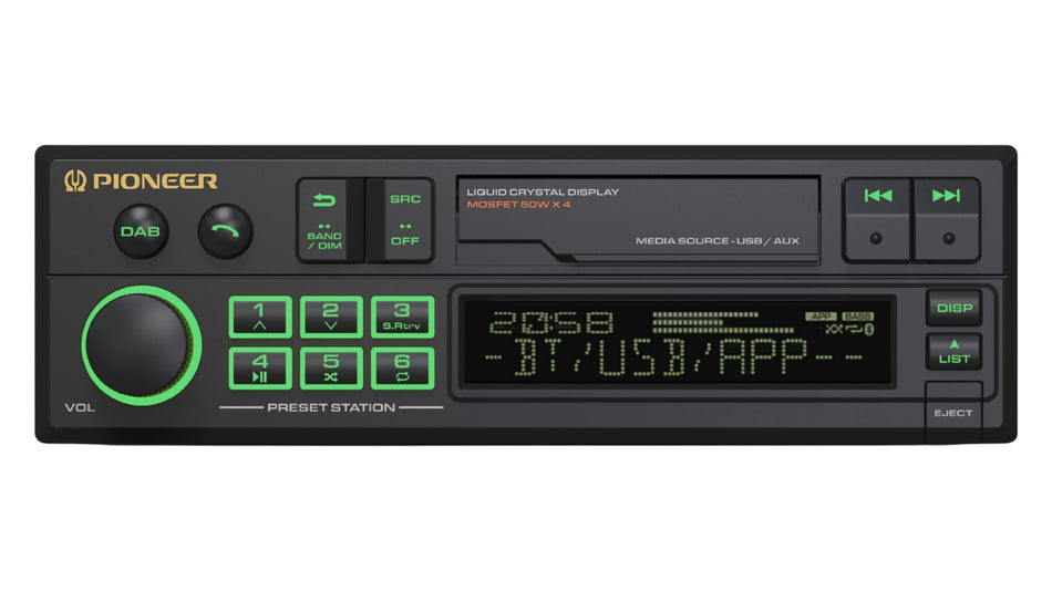 Pioneer SXT-C10PS - Retro Tape Deck Style Bluetooth DAB+ USB Aux Tuner Car Stereo