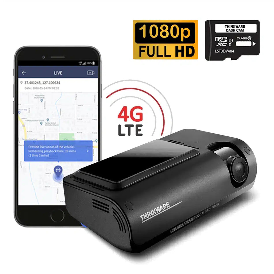 Thinkware T700 4G LTE 1080P Front Only Dashcam, Super Night Vision, Parking Mode, 16GB  SD Card