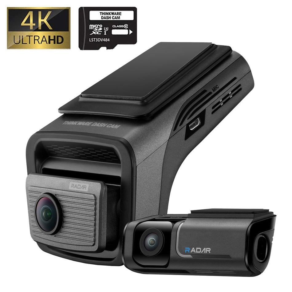 Thinkware U3000 PRO 4K Front & 2K Rear Dashcam, Both With Built In Radar & HDR, Bluetooth, Wifi, Super Night Vision, 64GB (Open Box)