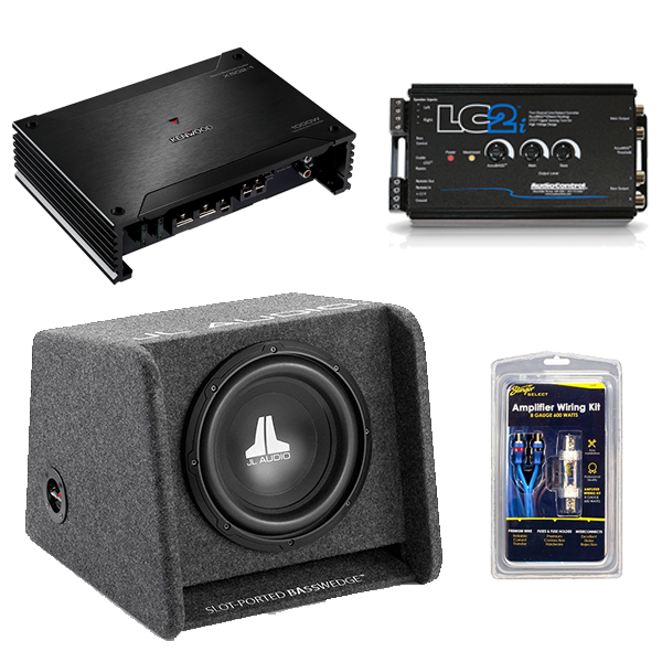 JL Audio CP110-W0v3 Subwoofer & Kenwood X-Series X502-1 Amplifier Package Deal with Line Output Converter