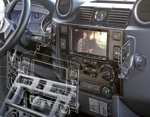 Connects 2 CT23LR03 Piano Black Double DIN Stereo Fascia Adapter For Land Rover Defender