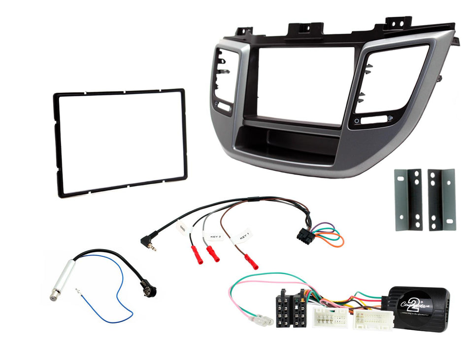 Connects2 CTKHY23 Hyundai Tucson 2015> RHD Silver Double Din Radio Installation Kit