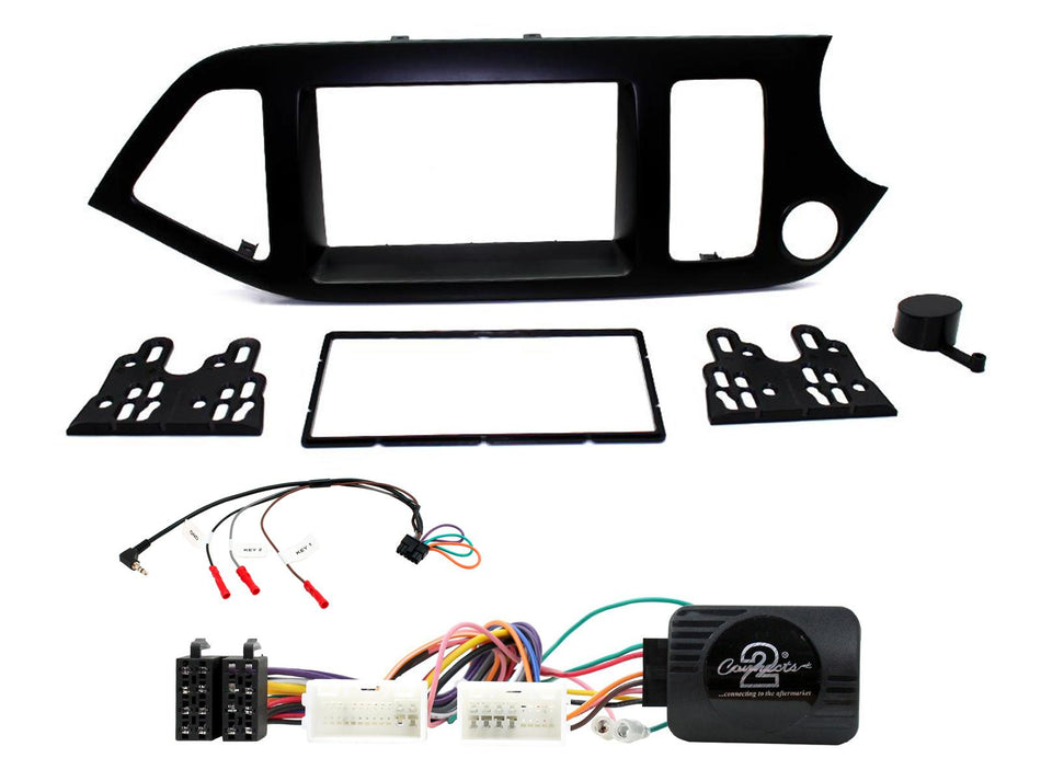 Connects2 CTKKI25 KIA Picanto 2011> Non Amplified Black Double DIN Fascia Fitting Kit