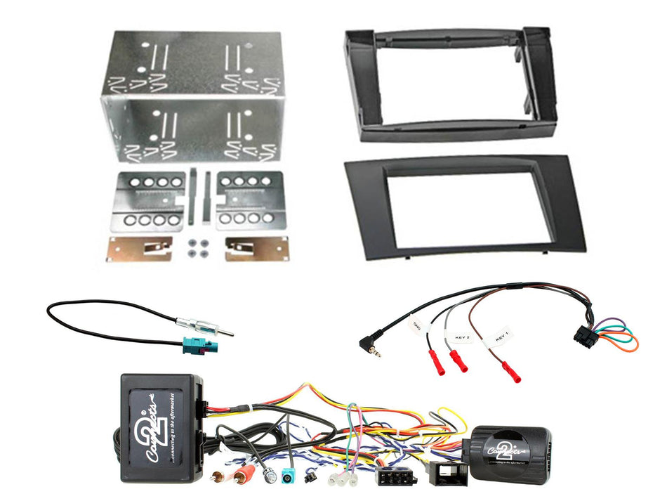 Connects2 CTKMB23 Mercedes E Class 2002> 2009 Fibre Amp Black Double DIN Radio Installation Kit