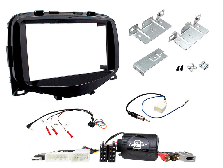 Connects2 CTKPE07 Peugeot 108 2014> Piano Black Double DIN Fascia Fitting Kit