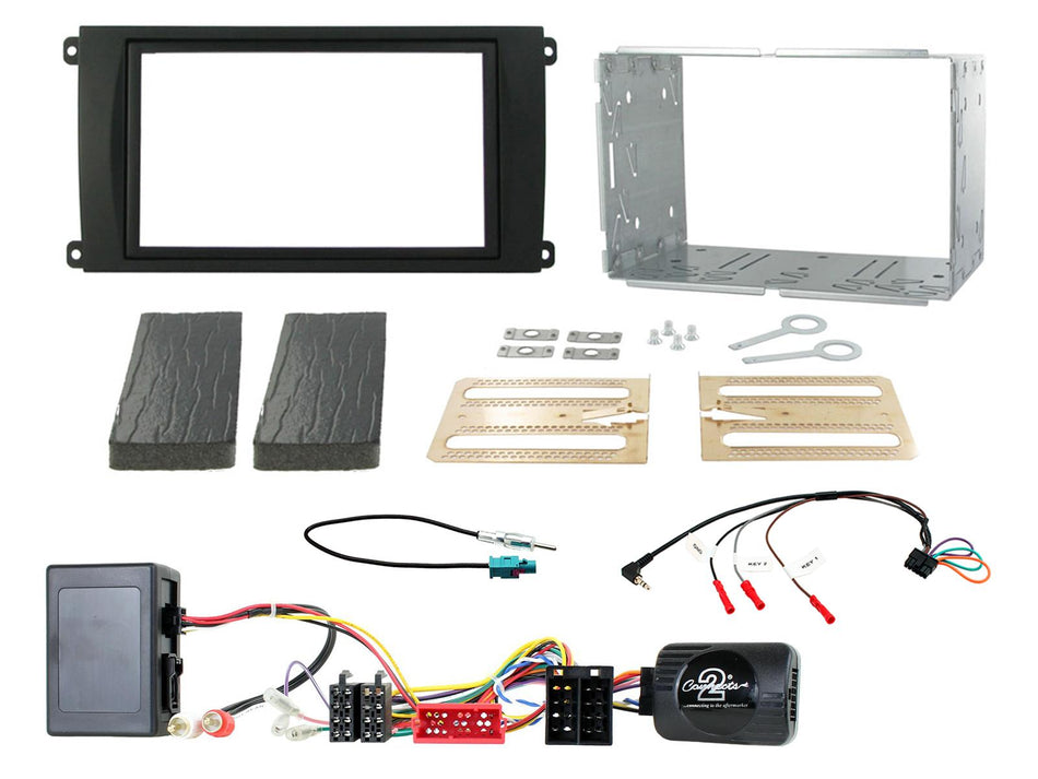 Connects2 CTKPO02 Porsche Cayenne 2002> 2007 Fibre Optic Black Double DIN Fascia Fitting Kit