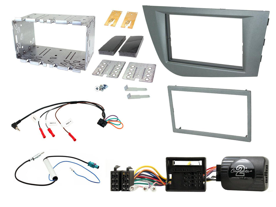 Connects2 CTKST05 SEAT Leon 2005> 2012 RHD Brilliant Silver Double DIN Fitting Kit