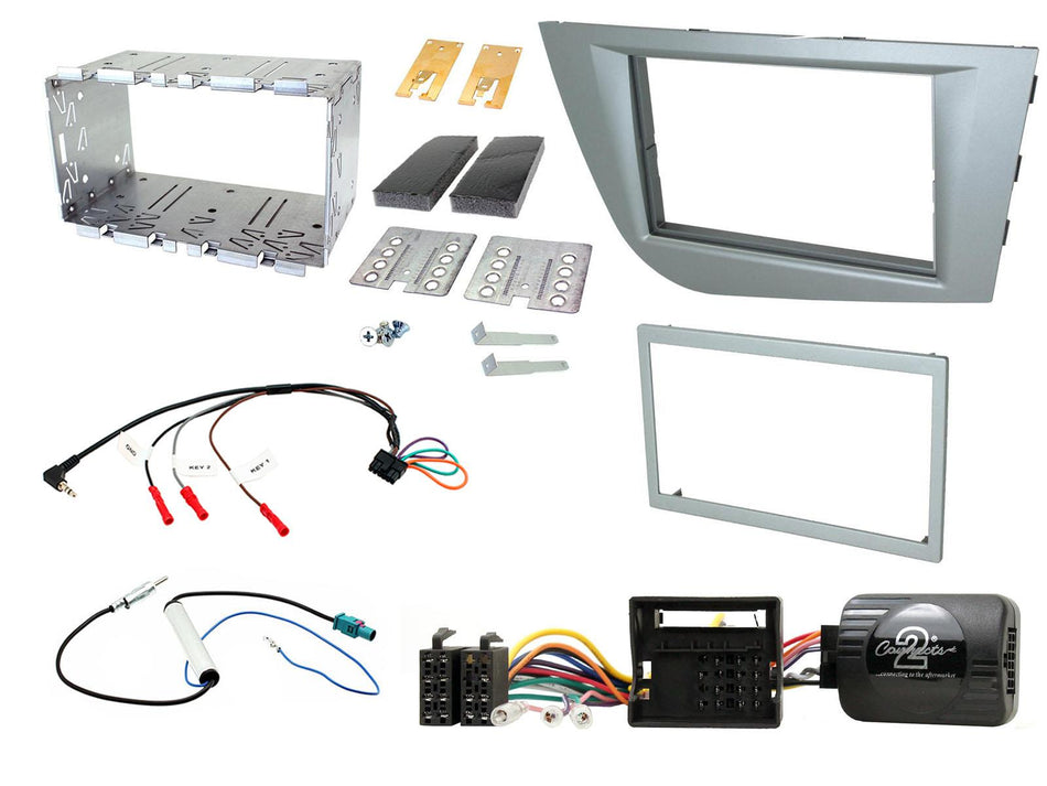 Connects2 CTKST08 SEAT Leon 2005> 2012 Galena Silver Double DIN Facia Installation Kit