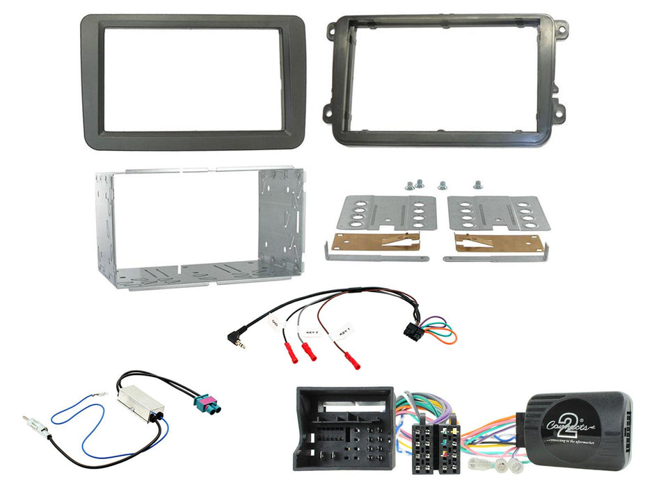 Connects2 CTKVW16 Volkswagen Caddy Sharan T6 Black Double DIN Radio Installation Kit