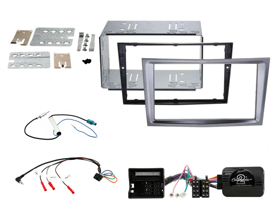 Connects2 CTKVX35 Vauxhall Astra Corsa Zafira Charcoal Metallic Double DIN Fascia with Centre Crease Installation Kit