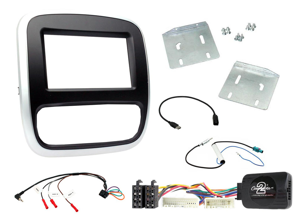 Connects2 CTKVX38 Vauxhall Vivaro 2014> Black/Silver Double DIN Radio Installation Kit