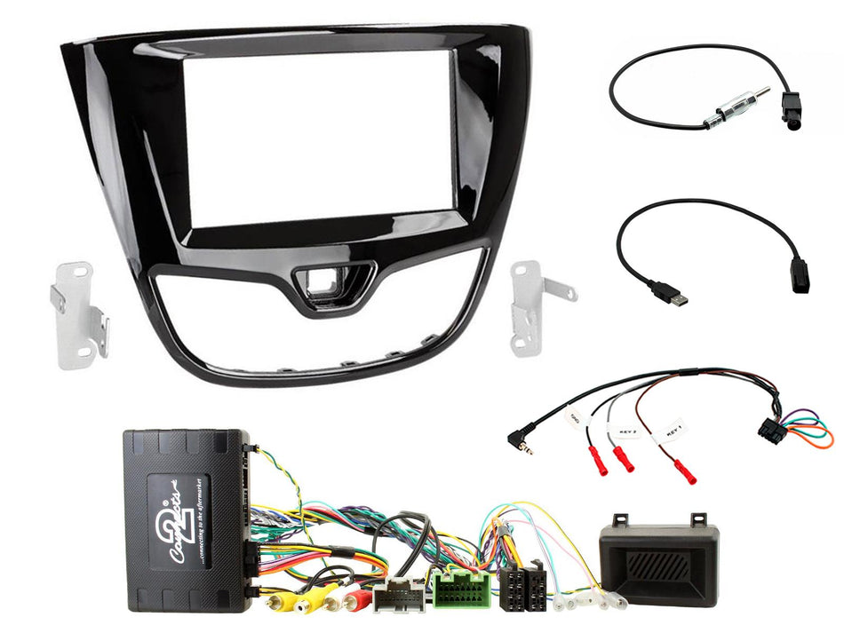 Connects2 CTKVX39 Vauxhall Viva 2015> Piano Black Double DIN Radio Installation Kit