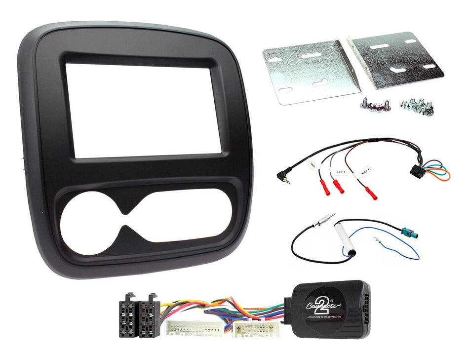 Connects2 CTKVX50 Vauxhall Vivaro 2014> Matt Black Double DIN Facia Installation Kit