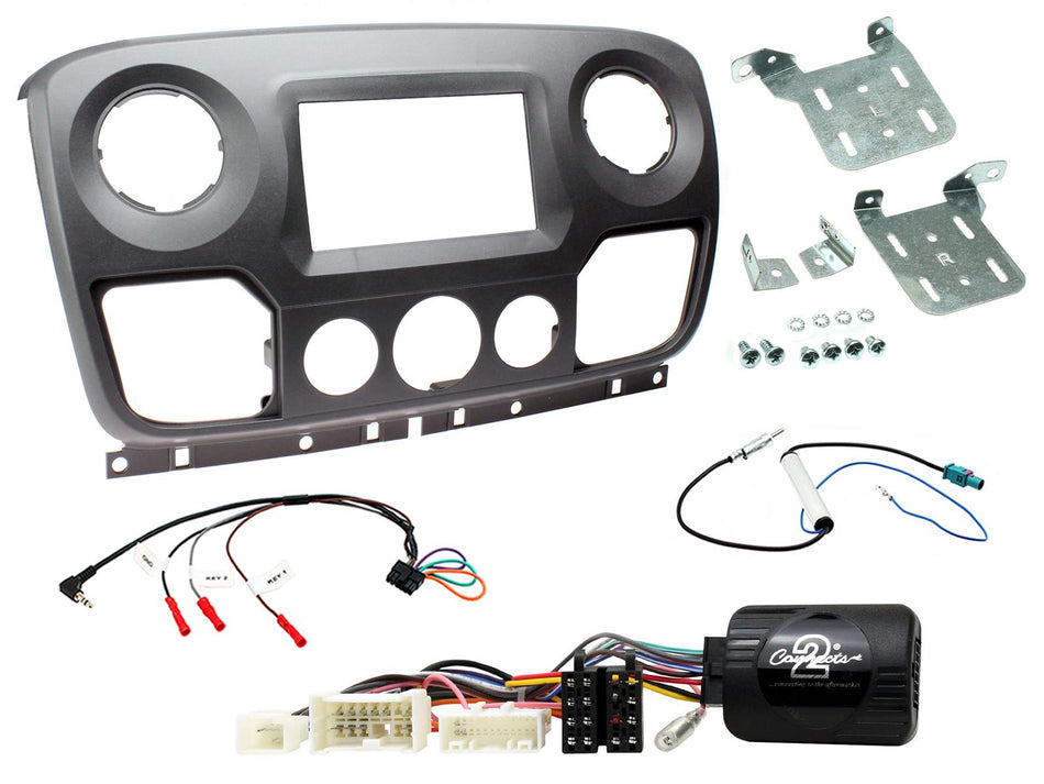 Connects2 CTKVX52 Vauxhall Movano 2013> Matt Black Double DIN Facia Installation Kit