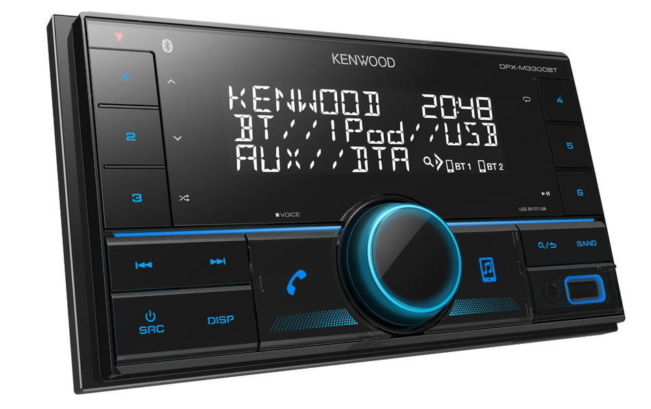 Kenwood DPX-M3300BT Double Din Bluetooth Mechless Media Tuner Radio MP3 FLAC USB AUX iPod Android Ready