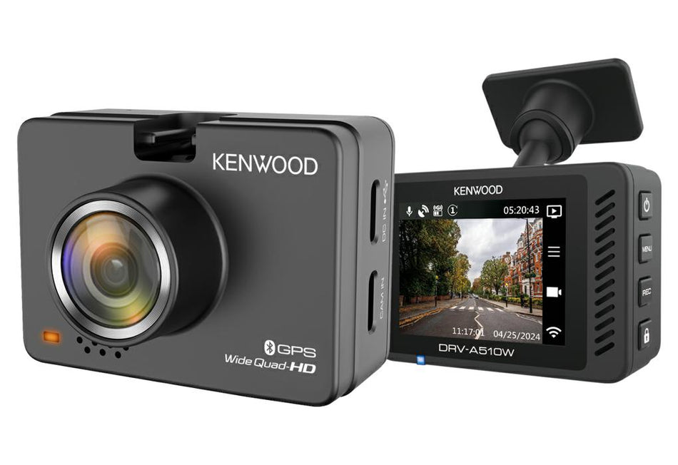 Kenwood DRV-A510W Dash Cam with 2.0" LCD Display, 20GB SD Card, 2K Full High Definition Recording & Wireless Link