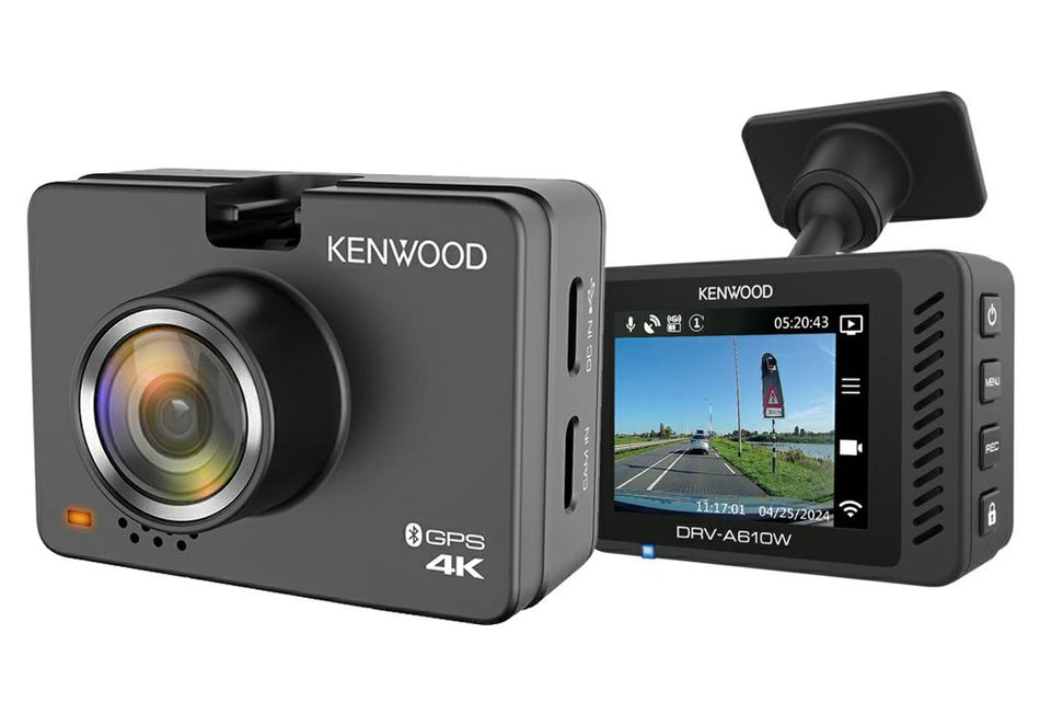 Kenwood DRV-A610W Dash Cam with 2.0" LCD Display, 64GB SD Card, 4K Full High Definition Recording & Wireless Link