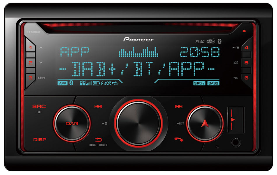 Pioneer FH-S820DAB - Double DIN CD Tuner with DAB/DAB+, Bluetooth, Multi Colour Illumination, USB, Spotify