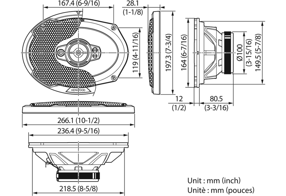 Kenwood Performance Series KFC-PS6996 700W 6" x 9" 5 Way Full Range Door Shelf Speakers