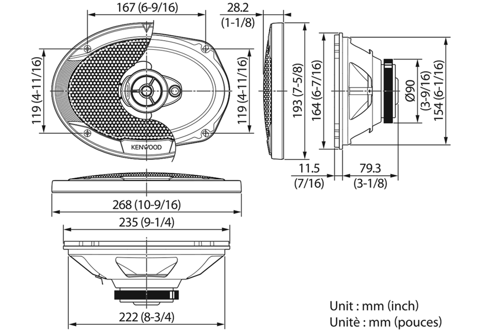 Kenwood Stage Sound Series KFC-S6976EX 6" x 9" 500W 3 Way Speakers