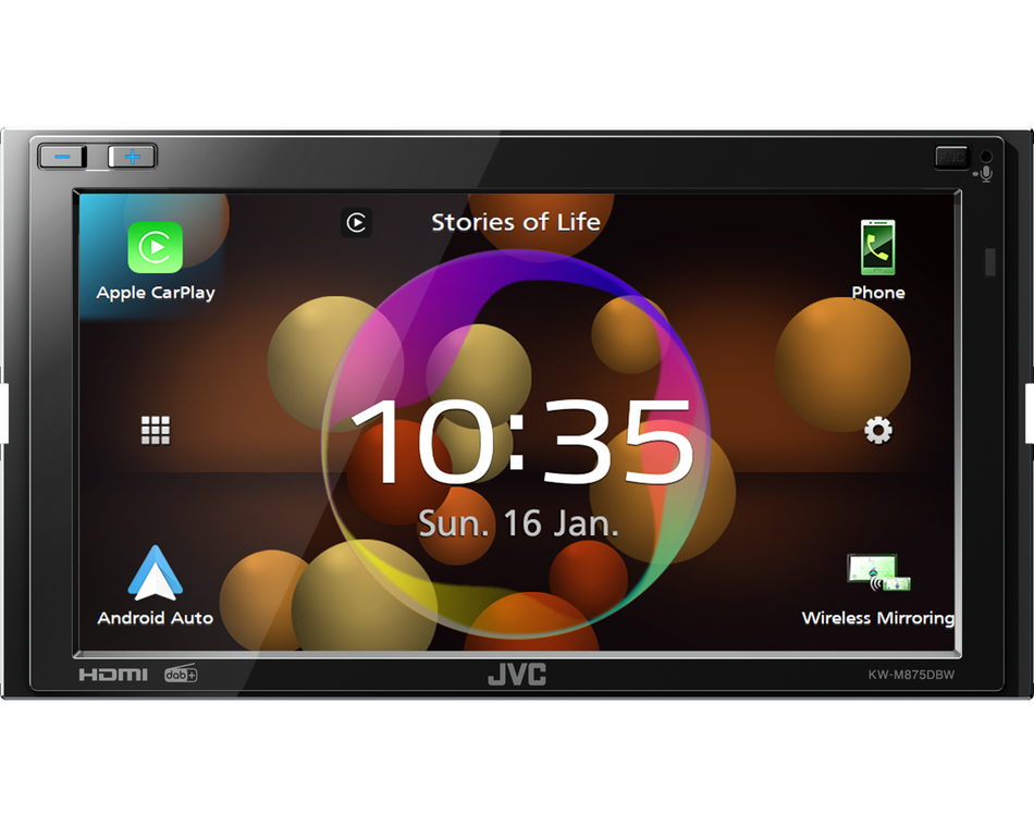 JVC KW-M875DBW 6.8" Double DIN Wireless Apple CarPlay Android Auto Mirroring WiFi DAB+ Bluetooth