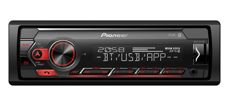 Pioneer MVH-S420BT - Mechless Media Player with Bluetooth, USB, AUX, FLAC, Apple iOS Direct Control & Android