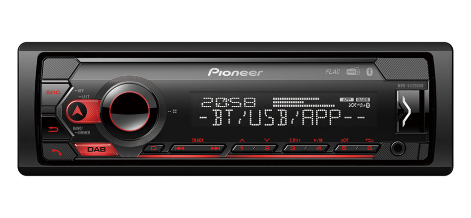 Pioneer MVH-S420DAB - Mechless Media Player with Bluetooth, USB, AUX, DAB/DAB+, Apple iOS Direct Control & Android