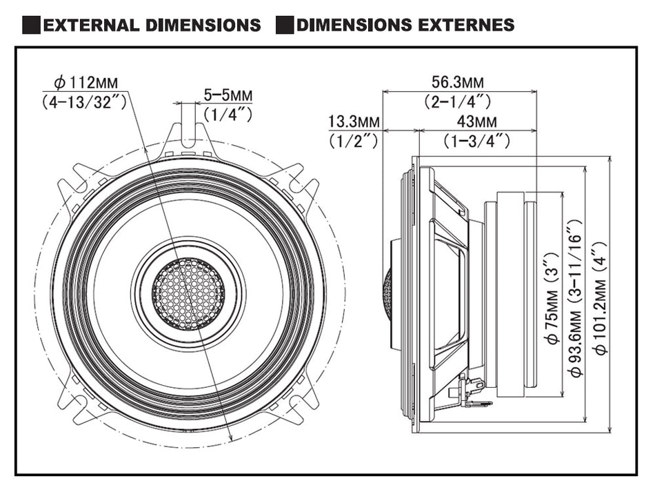 Alpine S-Series S2-S40 - 4” 10cm 140 Watt 2 Way Coaxial Dash Door Speakers
