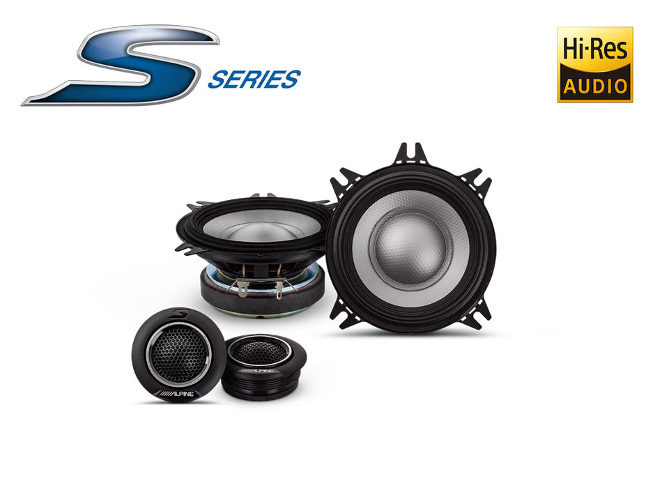 Alpine S-Series S2-S40C - 4” 10cm 140 Watt 2 Way Component Dash Door Speakers