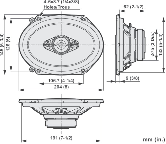 Pioneer TS-A6881F - 6" x 8" 350W 4 Way Coaxial Car Door Shelf Speakers