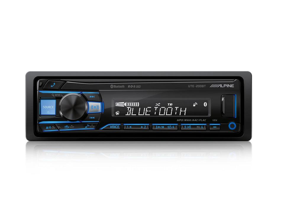 Alpine UTE-200BT - Mechless Bluetooth MP3 FLAC USB AUX Car Stereo RDS Tuner