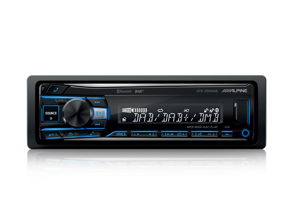 Alpine UTE-204DAB - Mechless DAB Car Stereo Radio Bluetooth MP3 FLAC USB AUX