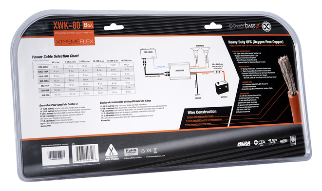 PowerBass XWK-80 8AWG Xtreme Amplifier OFC Wiring Kit